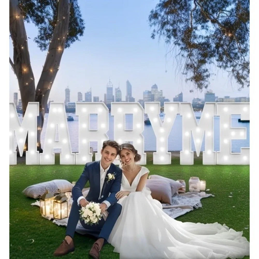(40)Marry Me Light Up Letters, 7pcs Will You Marry Me Sign Decorations, 3FT